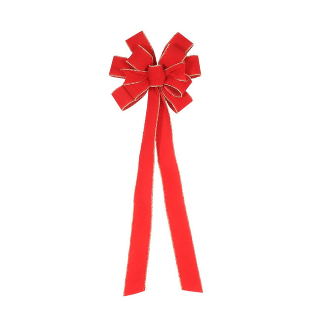 Velours rouge à nœud doré 78cm