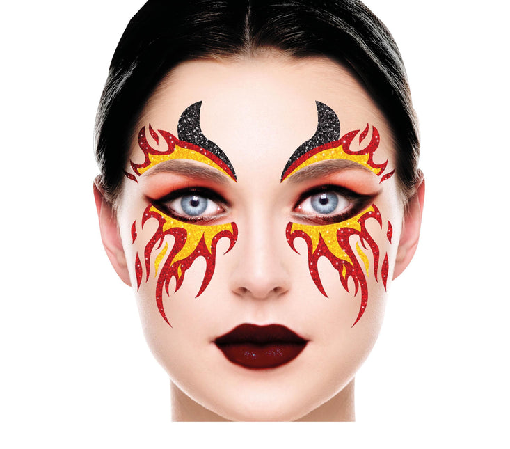 Face Stickers Fire Glitter 20cm