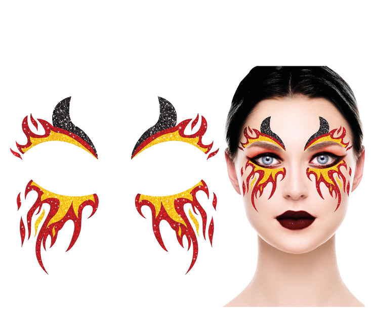 Face Stickers Fire Glitter 20cm