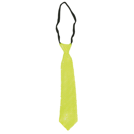 Cravate jaune fluo pailletée 37cm