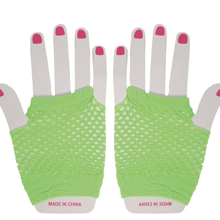 Gants en résille vert citron 11cm