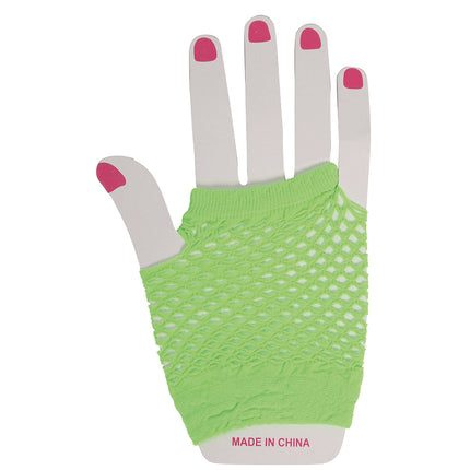 Gants en résille vert citron 11cm