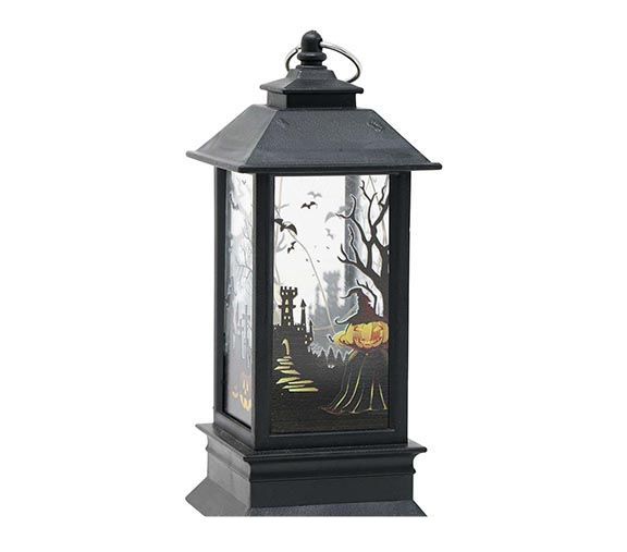 Lanterne d'Halloween noire avec lumière 12.5cm