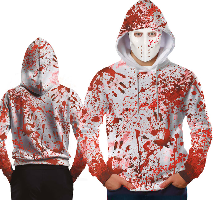 Pull rouge blanc avec masque