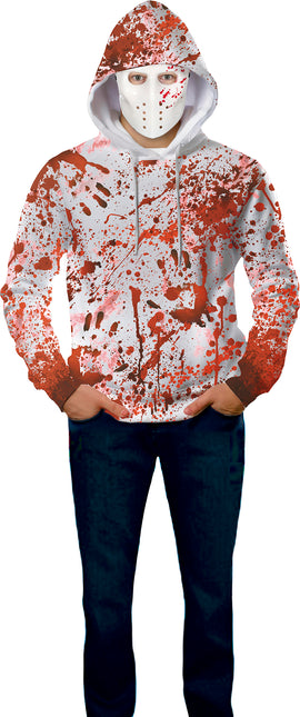 Pull rouge blanc avec masque