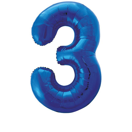 3 Jaar Cijfer Ballon Blauw Leeg 86cm van Unique koop je bij Partywinkel