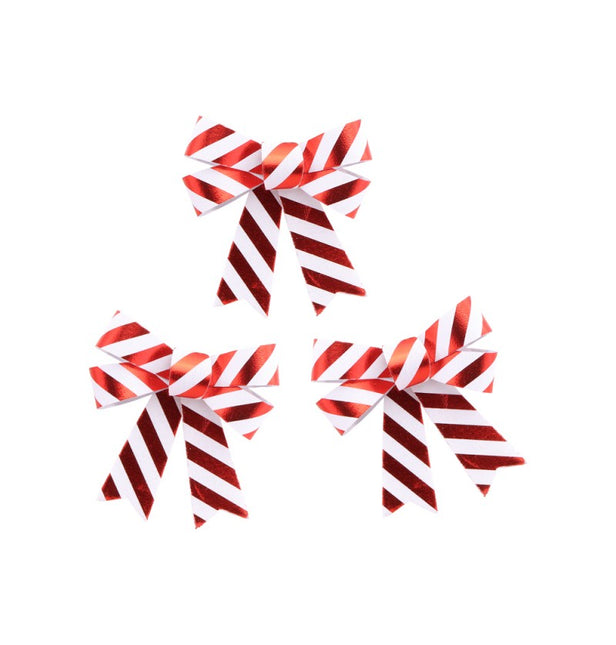 Noeud rouge blanc rayé 11cm 3pcs
