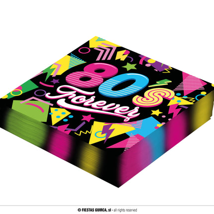 Serviettes de table néon 80S 33cm 12pcs