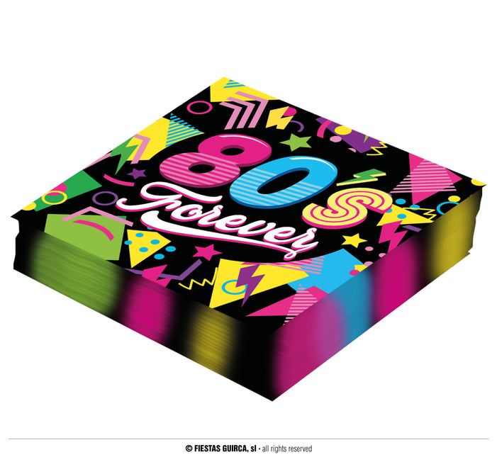 Serviettes de table néon 80S 33cm 12pcs