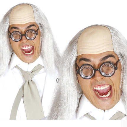 Perruque d'Halloween demi-chauve grise