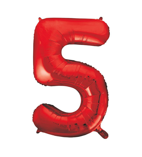 5 Jaar Cijfer Ballon Rood Leeg 86cm van Unique koop je bij Partywinkel