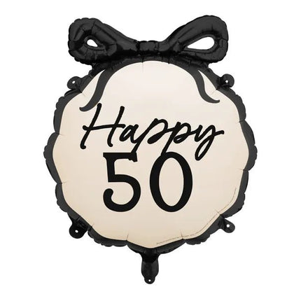 50 Jaar Helium Ballon Zwart Wit 53cm van Partydeco koop je bij Partywinkel