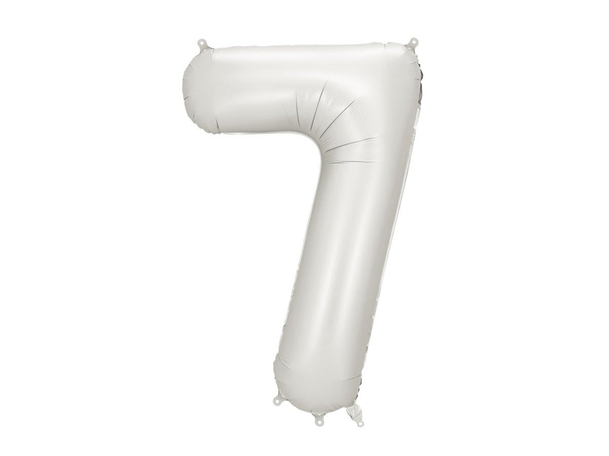 7 Jaar Cijfer Ballon Zilver Satijn Folie Leeg 86cm van Partydeco koop je bij Partywinkel