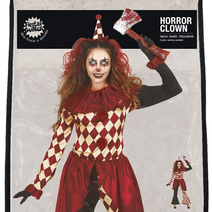 Horror Clown Halloween Costume Ladies Red Gold