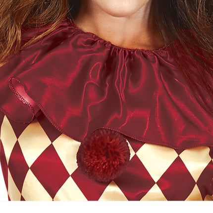 Horror Clown Halloween Costume Ladies Red Gold