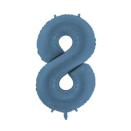8 Jaar Cijfer Ballon Blauw Mat Leeg 86cm van Partydeco koop je bij Partywinkel
