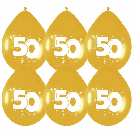 Ballonnen 50 Goud Party 30cm 6st van Haza Witbaard koop je bij Partywinkel