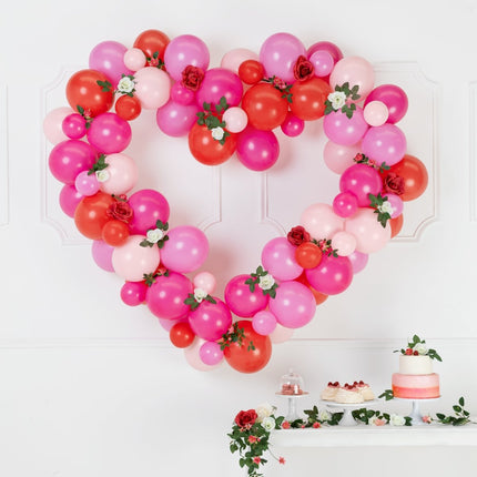 Hart Ballonnen Set Roze 1,65m van Partydeco koop je bij Partywinkel