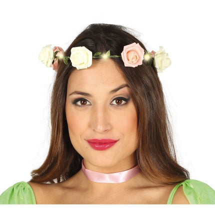 Bloemen Haarband Roos met Lampjes van Fiestas Guirca koop je bij Partywinkel
