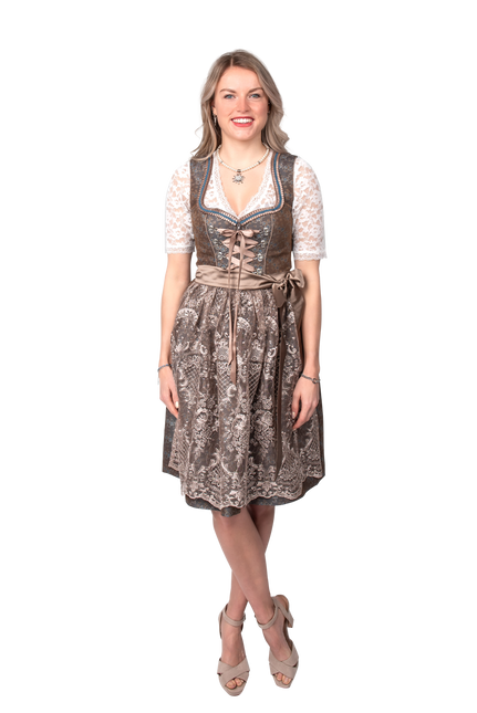 Vert Dirndl Robe Oktoberfest Femme Jaquard