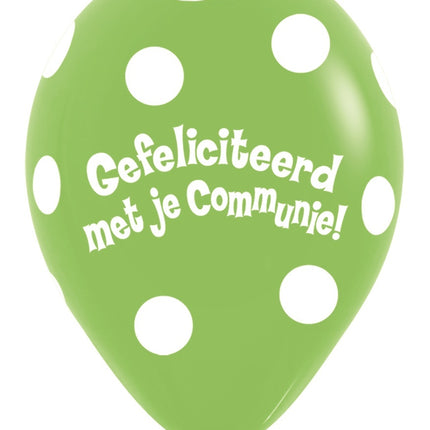 Ballons Communion Polka Dots Lime Green 30cm 50pcs