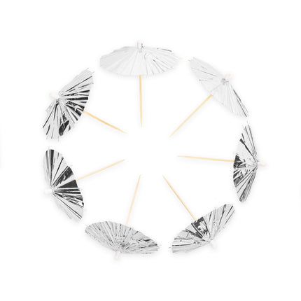 Bâtons de cocktail argentés Parasol 10cm 10pcs