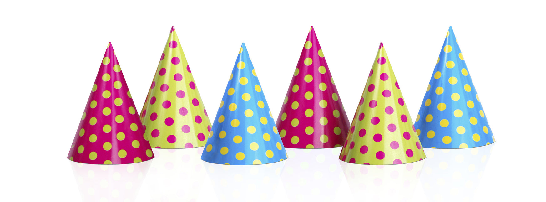 Chapeaux de fête colorés à pois 16cm 6pcs