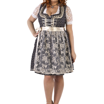 Blue White Creme Dirndl Dress Oktoberfest Women 2 Pieces