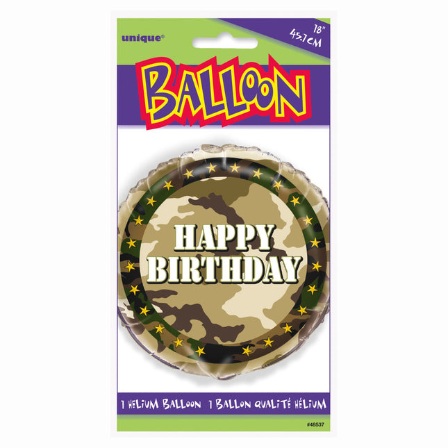 Ballon à l'hélium Army Happy Birthday 45cm vide