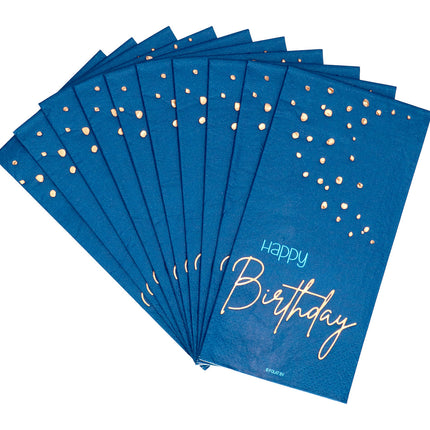 Serviettes de table Happy Birthday Bleu 33cm 10pcs