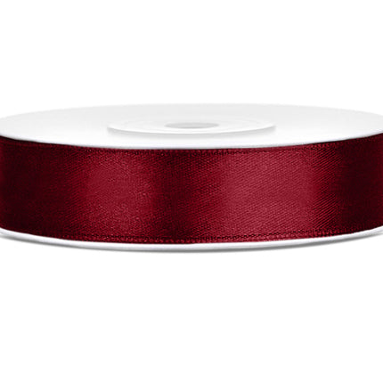 Ruban Satin Rouge Bordeaux 12mm 25m