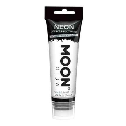 Moon Glow Neon UV Face Paint With Sponge Applicator White 75ml