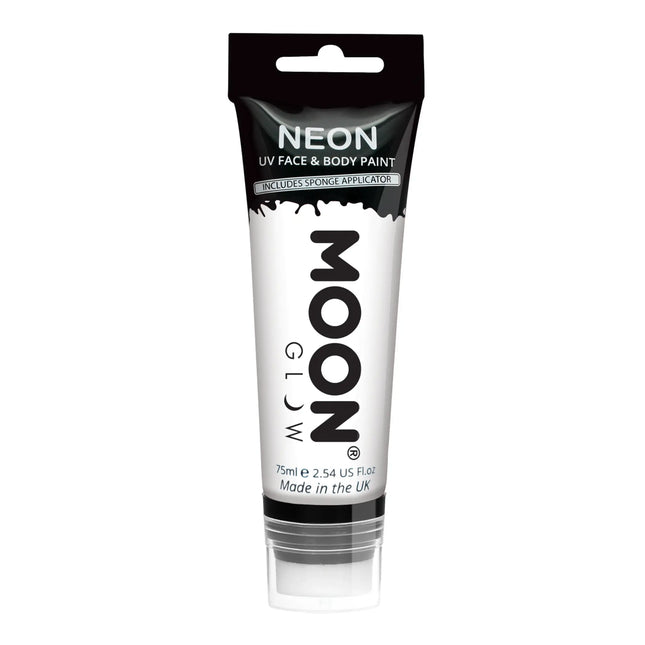 Moon Glow Neon UV Face Paint With Sponge Applicator White 75ml