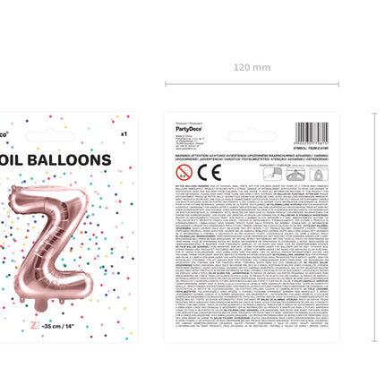 Ballon de baudruche Lettre Z Rose Or Vide 35cm