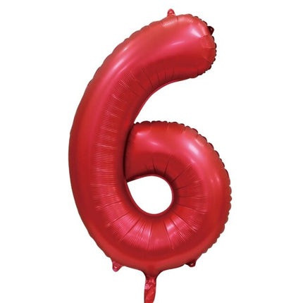 Ballon numéro rouge 6 ans brillant 86cm