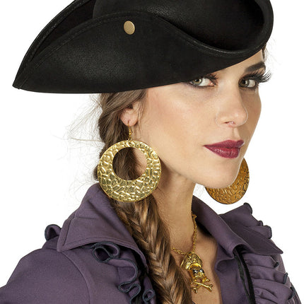 Chapeau de pirate noir à boutons-pression