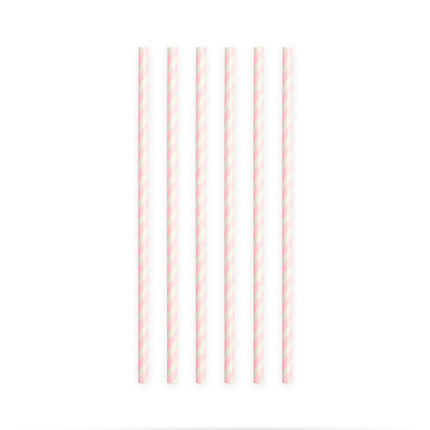 Pailles en papier Baby Pink Striped 19.7cm 20pcs
