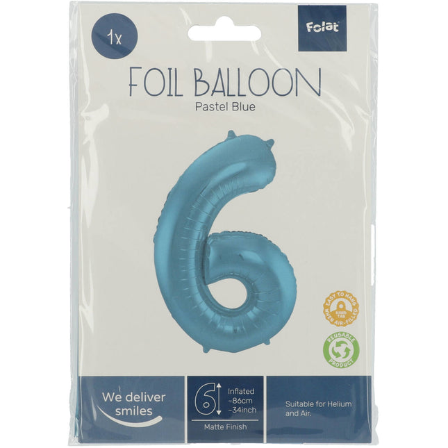 Ballon de baudruche Figure 6 Bleu pastel XL 86cm vide