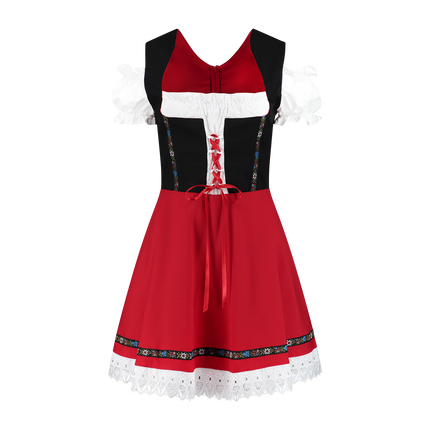 Robe Dirndl Oktoberfest Noir Rouge Dames