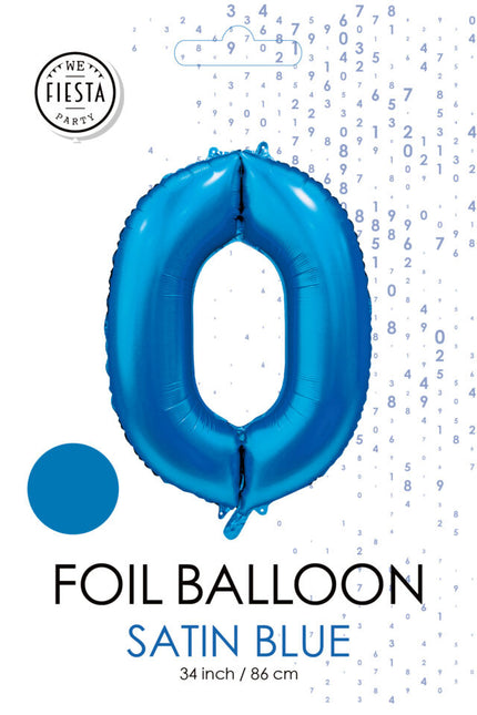 Ballon numéro bleu 0 an brillant 86cm