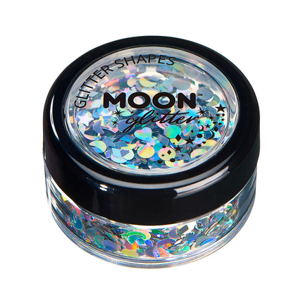 Moon Glitter Paillettes holographiques Formes argentées 3g