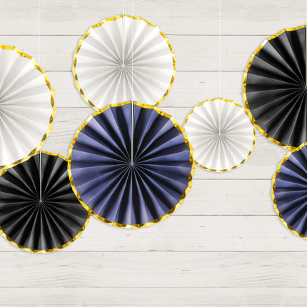 Eventails en papier noir 23-40cm 3 pièces