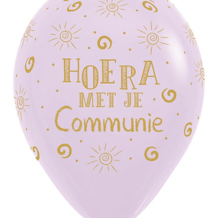 Ballons Hourra Avec Ta Communion Pastel Mat Lilas 30cm 25pcs