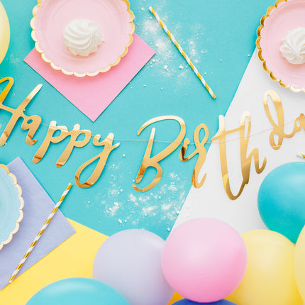 Guirlande d'anniversaire Happy Birthday Gold 62cm