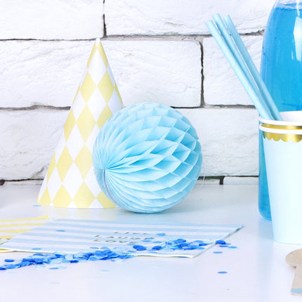 Boule en nid d'abeille bleu clair 10cm