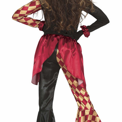 Horror Clown Halloween Costume Ladies Red Gold