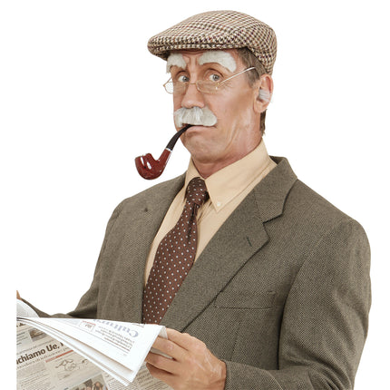 Fausse moustache et faux sourcils gris 2 pièces