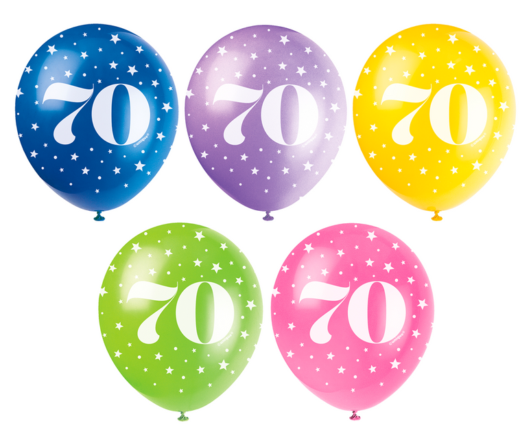 Ballons 70 ans Confetti 30cm 5pcs
