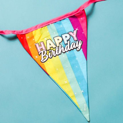 Happy Birthday Slingers Rainbow Confetti Cotton 6m
