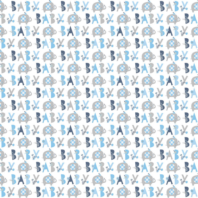 Papier d'emballage Baby Elephant Bleu 1.52m